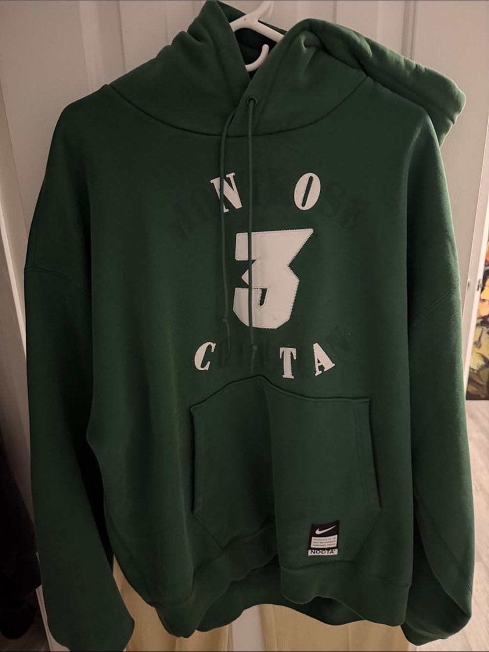 Nike Men's Dark Green Pullover Hoodie with White '3' Graphic